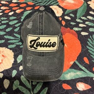 Distressed “Louis” Trucker Style Hat Navy Blue
